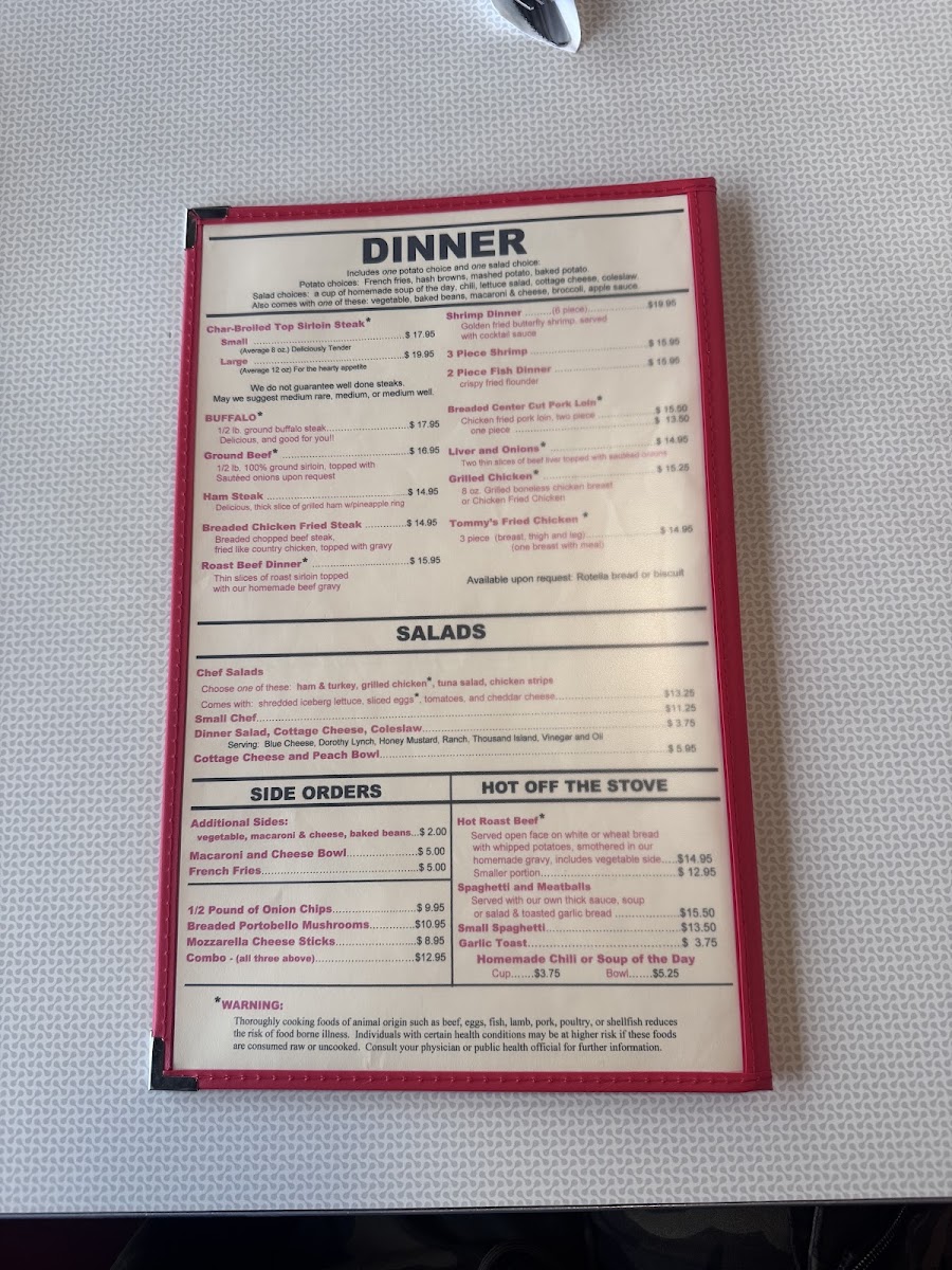 Menu Tommy's Family Restaurant-1